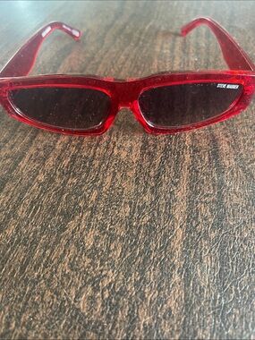 Steve Madden Red Slim Rectangular Sunglasses
